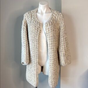 Hand Knit Wool Bulky Open Cardigan Sweater